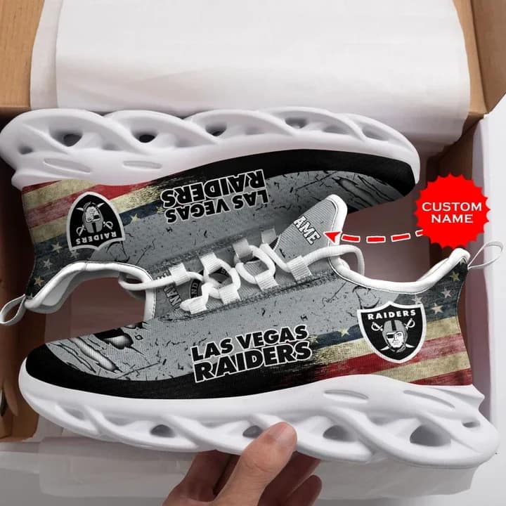Las Vegas Raiders American Flag Amazon Custom Name Max Soul Shoes
