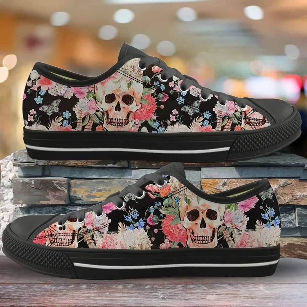 Punk Skull Rose Print Style 3 Custom Amazon Low Top Shoes