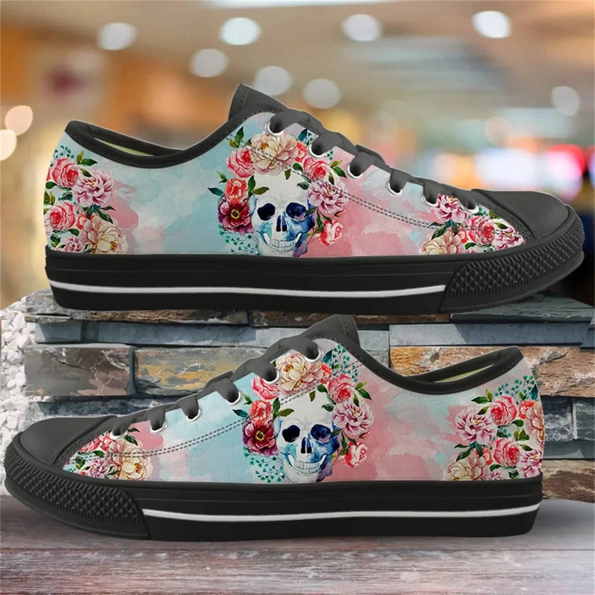Skull Rose Style 2 Custom Amazon Low Top Shoes
