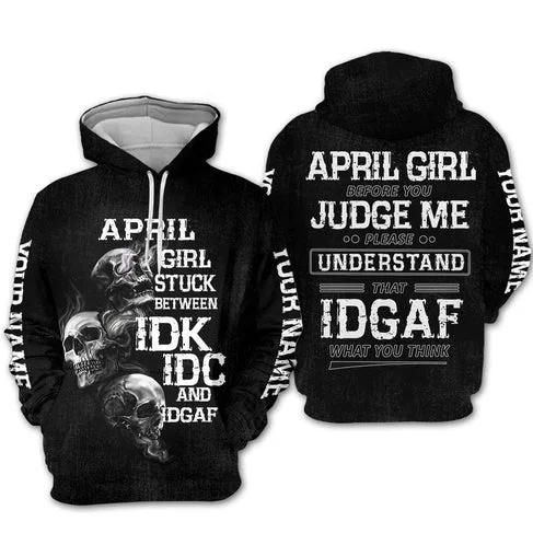 Custom Personalized Birthday April Girl Style 3 Pullover 3D Hoodie