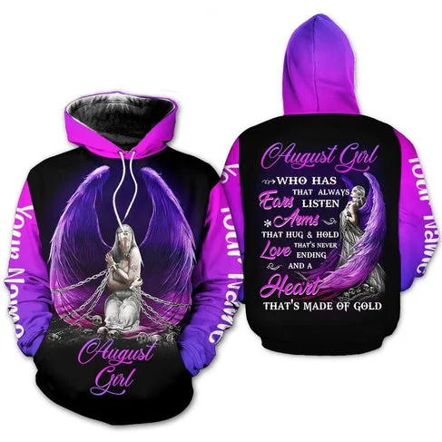 Custom Personalized Birthday August Girl Style 4 Pullover 3D Hoodie
