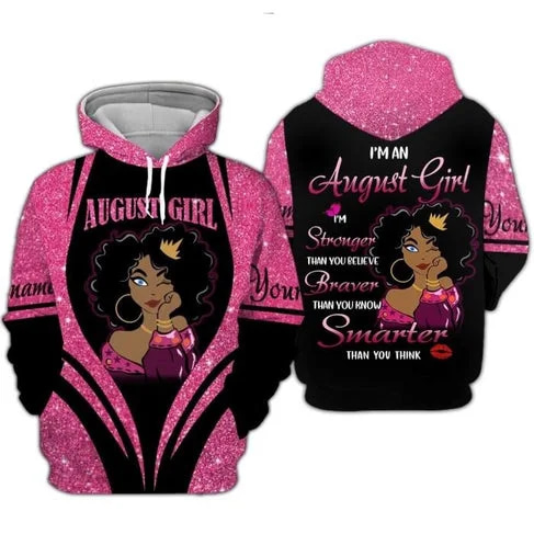 Custom Personalized Birthday August Girl Style 7 Pullover 3D Hoodie