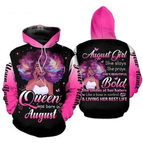 Custom Personalized Birthday August Queen Pullover 3D Hoodie