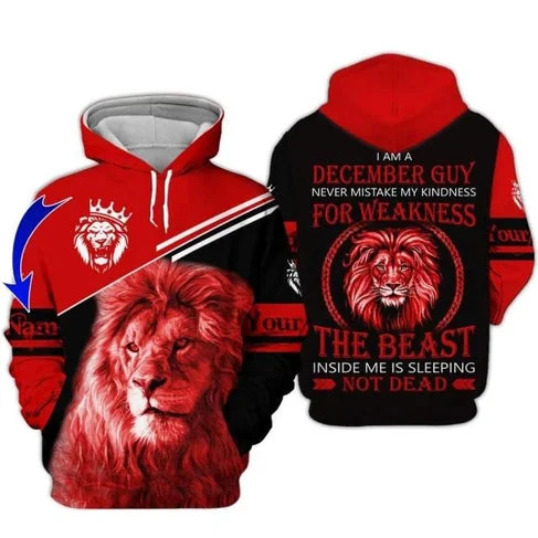 Custom Personalized Birthday December Guy Style 4 Pullover 3D Hoodie