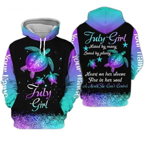 Custom Personalized Birthday July Girl Style 3 Pullover 3D Hoodie