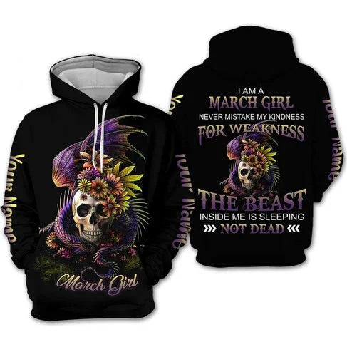 Custom Personalized Birthday March Girl Style 4 Pullover 3D Hoodie