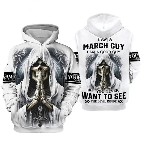 Custom Personalized Birthday March Guy Style 3 Pullover 3D Hoodie