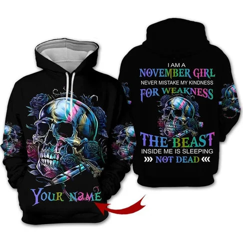 Custom Personalized Birthday November Girl Style 4 Pullover 3D Hoodie