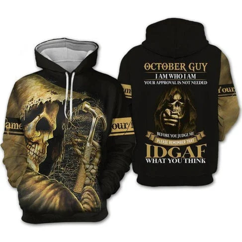 Custom Personalized Birthday October Guy Style 2 Pullover 3D Hoodie