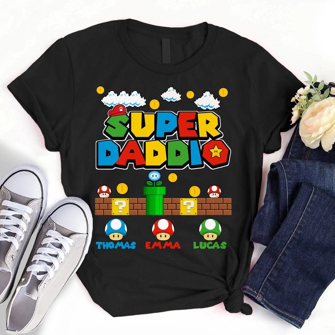 Inktee Store - Custom Supper Daddio Shirt, Personalized Supper Dad Shirt, Father'S Day Gift For Dad, Dad Game Shirt, Funny Dad Gift, Supper Daddio Tee Image