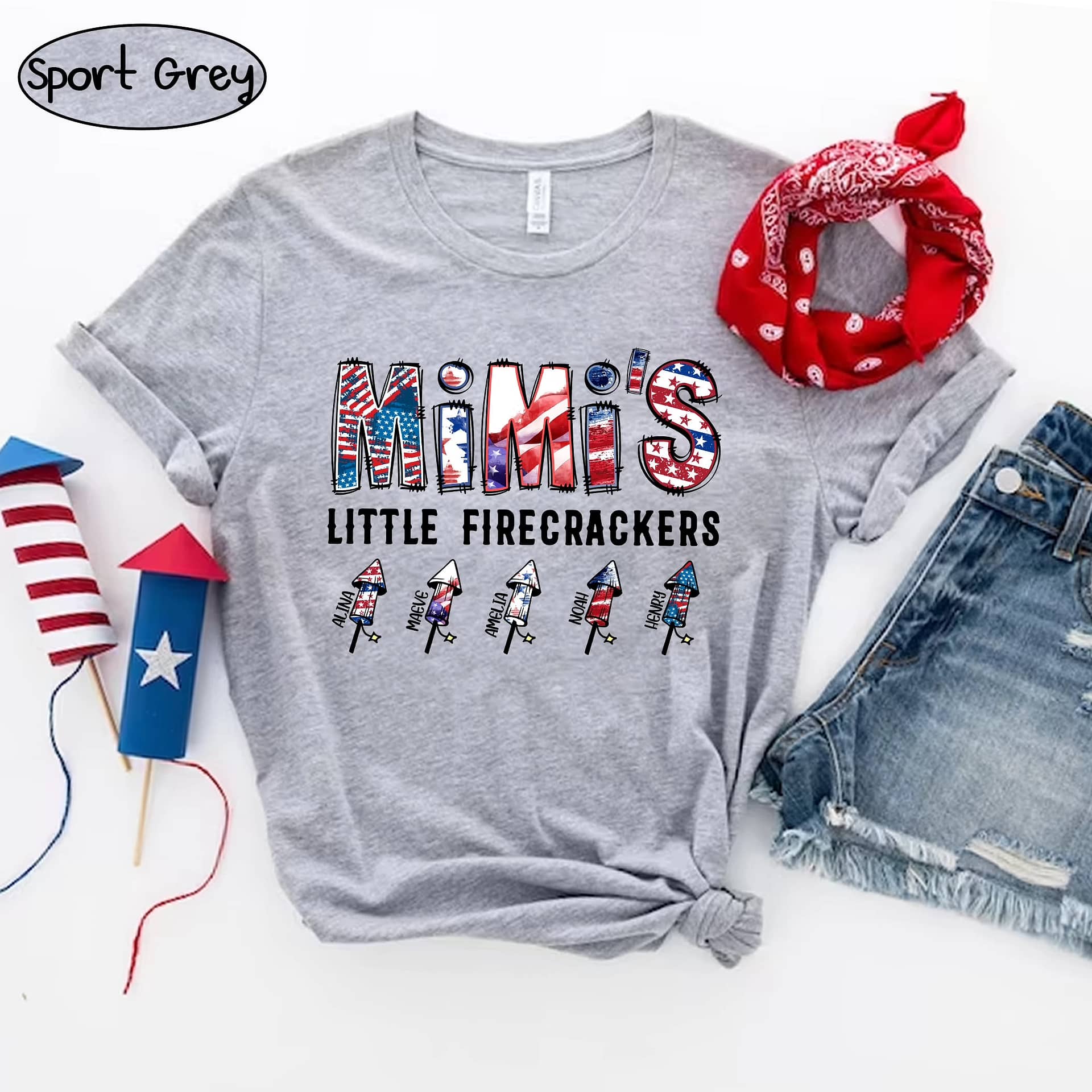 Inktee Store - Grandma'S Little Firecrackers Shirt, Custom 4Th Of July Grandma And Grandkids, Patriotic 4Th Of July Firecrackers Shirt For Independence Day Image