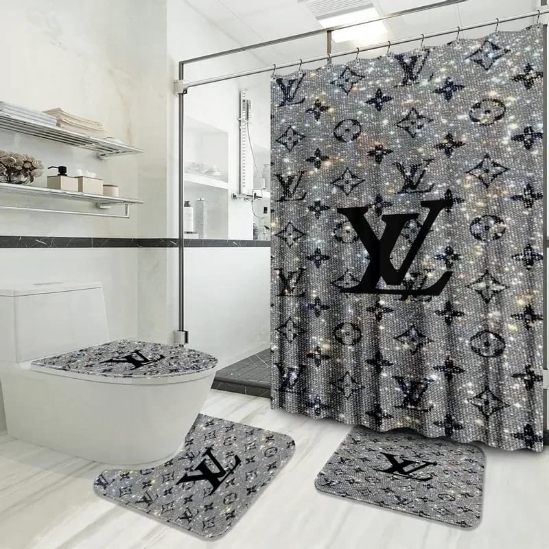 Louis Vuitton Black Logo Limited Luxury Brand Grey Bathroom Sets