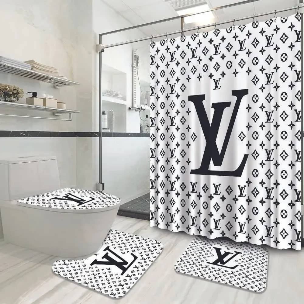Louis Vuitton Black Logo Limited Luxury Brand White Bathroom Sets
