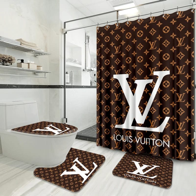 Louis Vuitton Brown Big Logo Luxury Brand Bathroom Sets