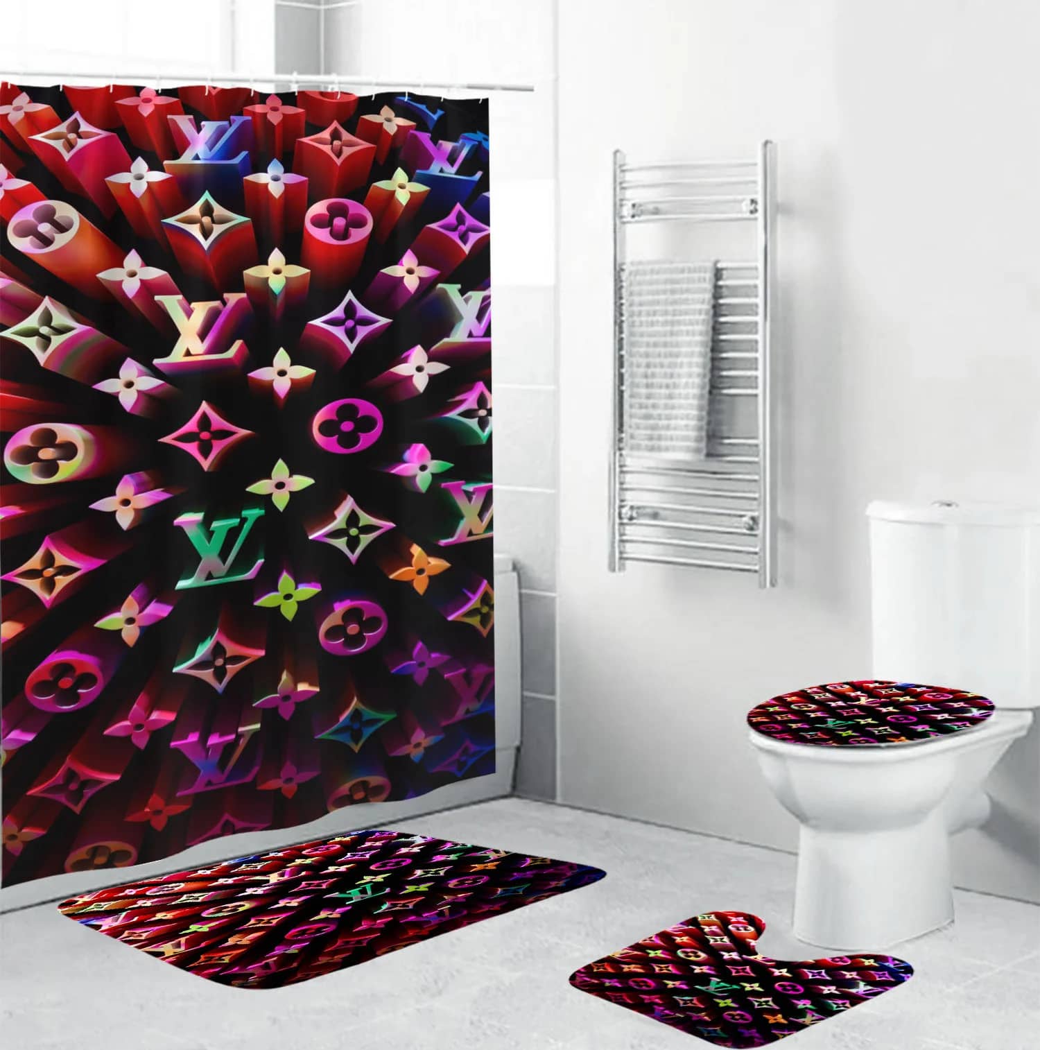 Louis Vuitton Colorful 3D Monogram Bathroom Sets