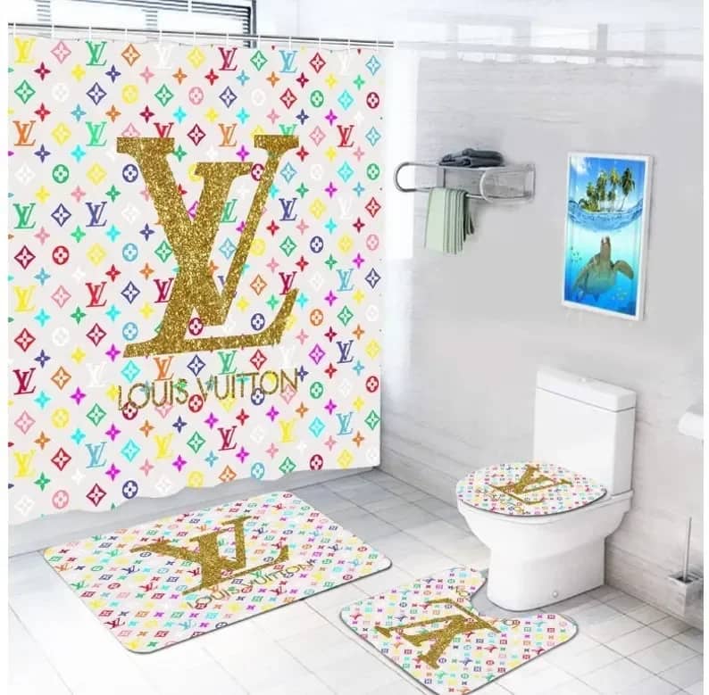 Louis Vuitton Gold Logo Limited Luxury Brand Bathroom Sets
