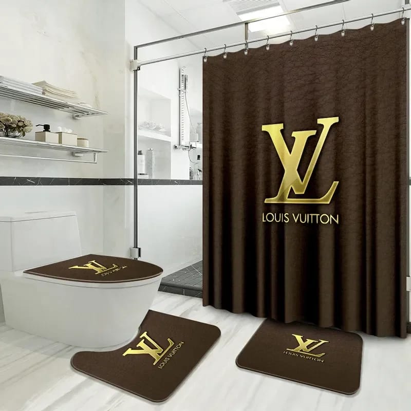 Louis Vuitton Golden Logo Limited Luxury Brand Brown Bathroom Sets