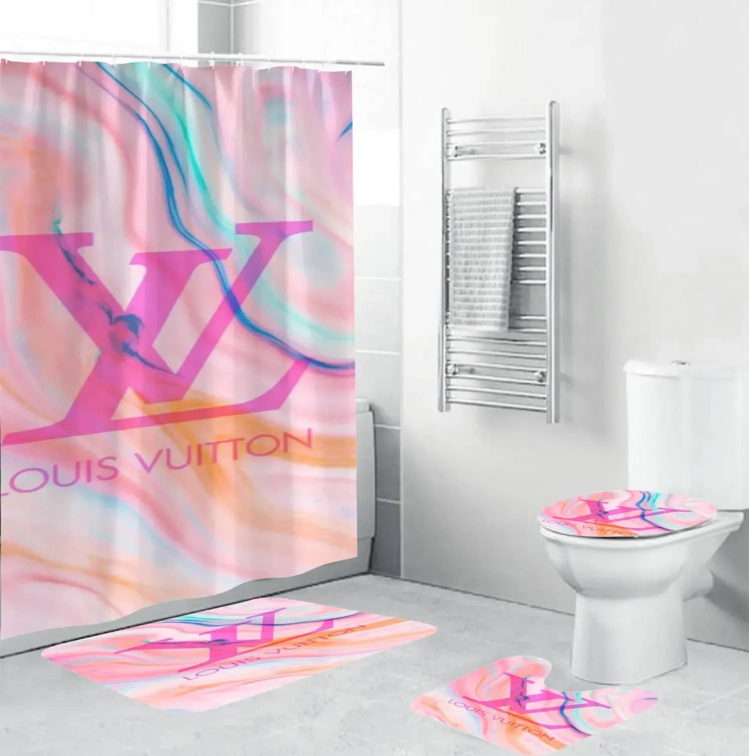 Louis Vuitton Logo Colorful Limited Luxury Brand Bathroom Sets