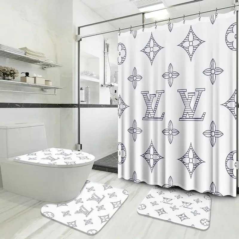 Louis Vuitton Logo Limited Luxury Brand White Fashion Bathroom Sets