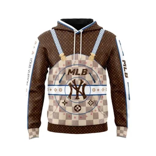 Louis Vuitton Mlb New York Yankees Brown Pullover 3D Hoodie