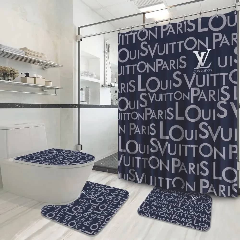 Louis Vuitton Navy Logo Limited Luxury Brand Bathroom Sets