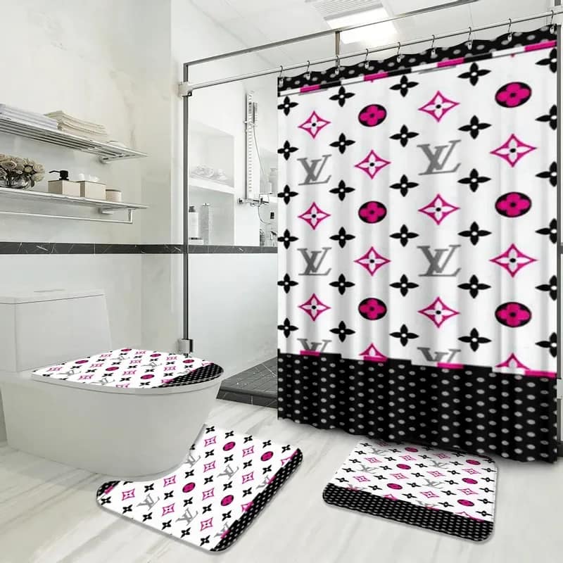 Louis Vuitton Pink Logo Limited Luxury Brand White Bathroom Sets