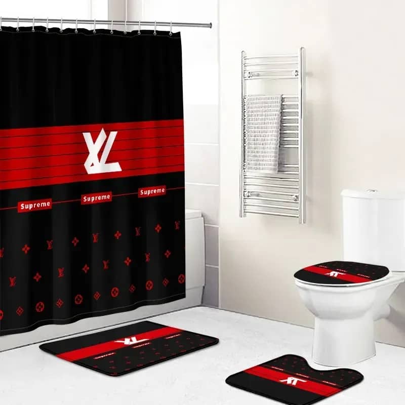 Louis Vuitton Red Black Limited Luxury Brand Bathroom Sets
