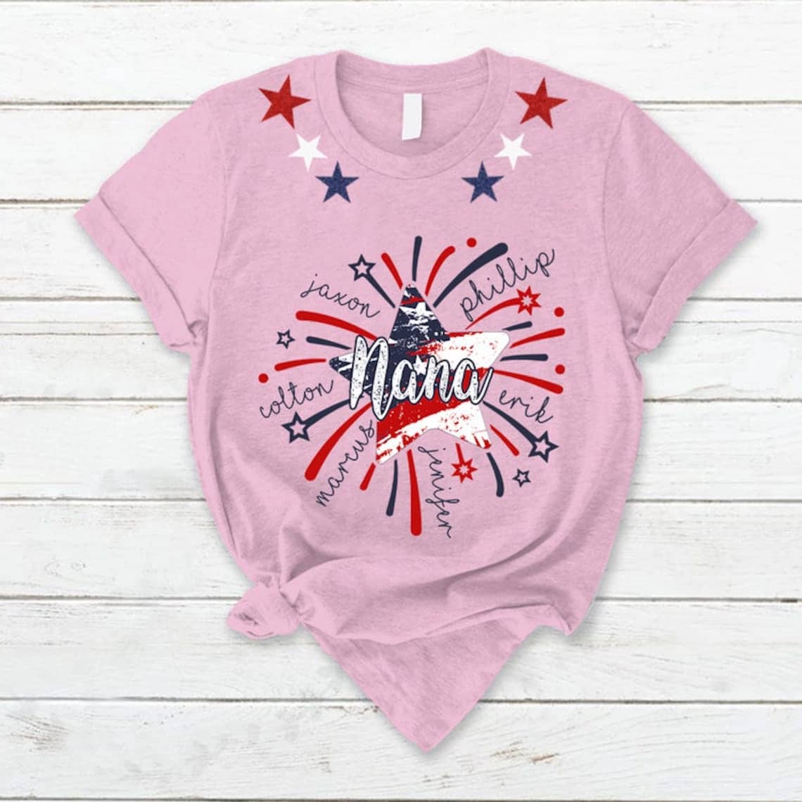 Inktee Store - Personalized 4Th Of July Nana T Shirt, Custom Grandma Shirt With Kids Names Shirt, Patriotic Nana With Kids Tee Shirt For Independence Day Image