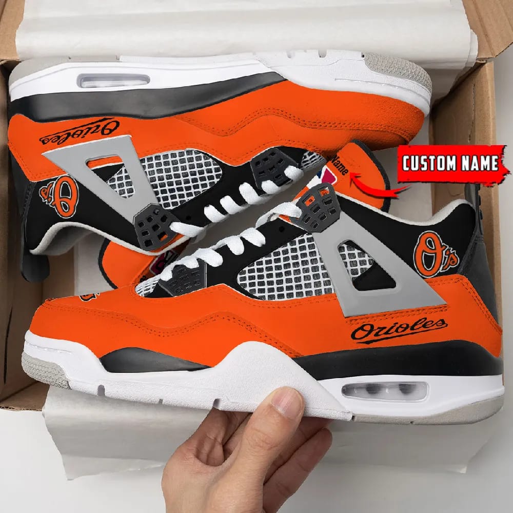 Inktee Store - Baltimore Orioles Personalized Air Jordan 4 Sneaker Image