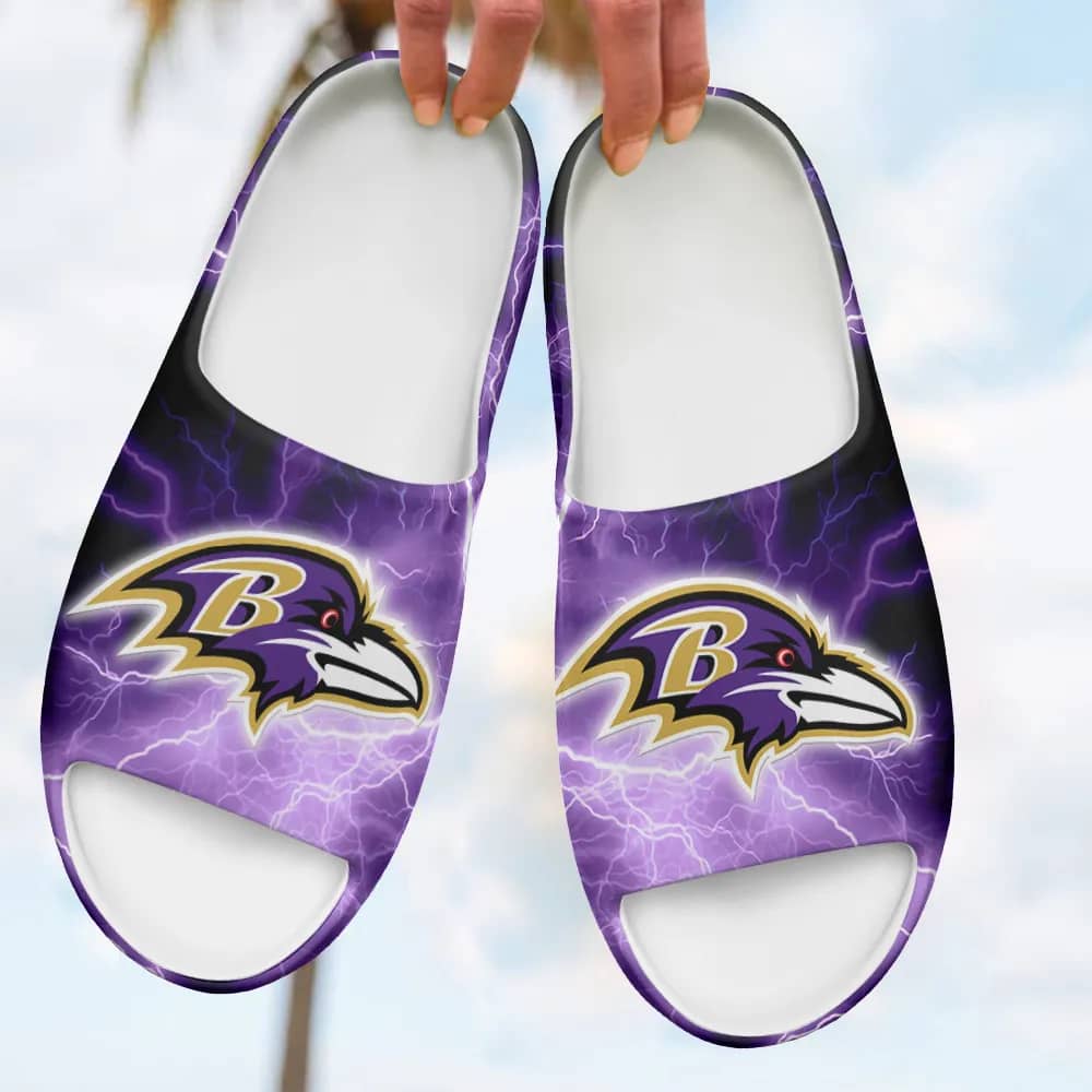 Inktee Store - Baltimore Ravens Yeezy Slippers Shoes Image