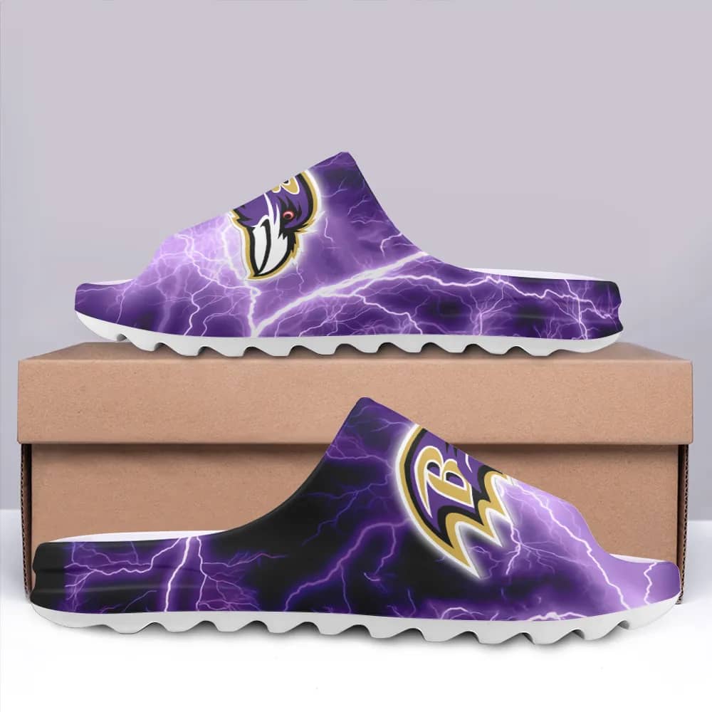 Inktee Store - Baltimore Ravens Yeezy Slippers Shoes Image