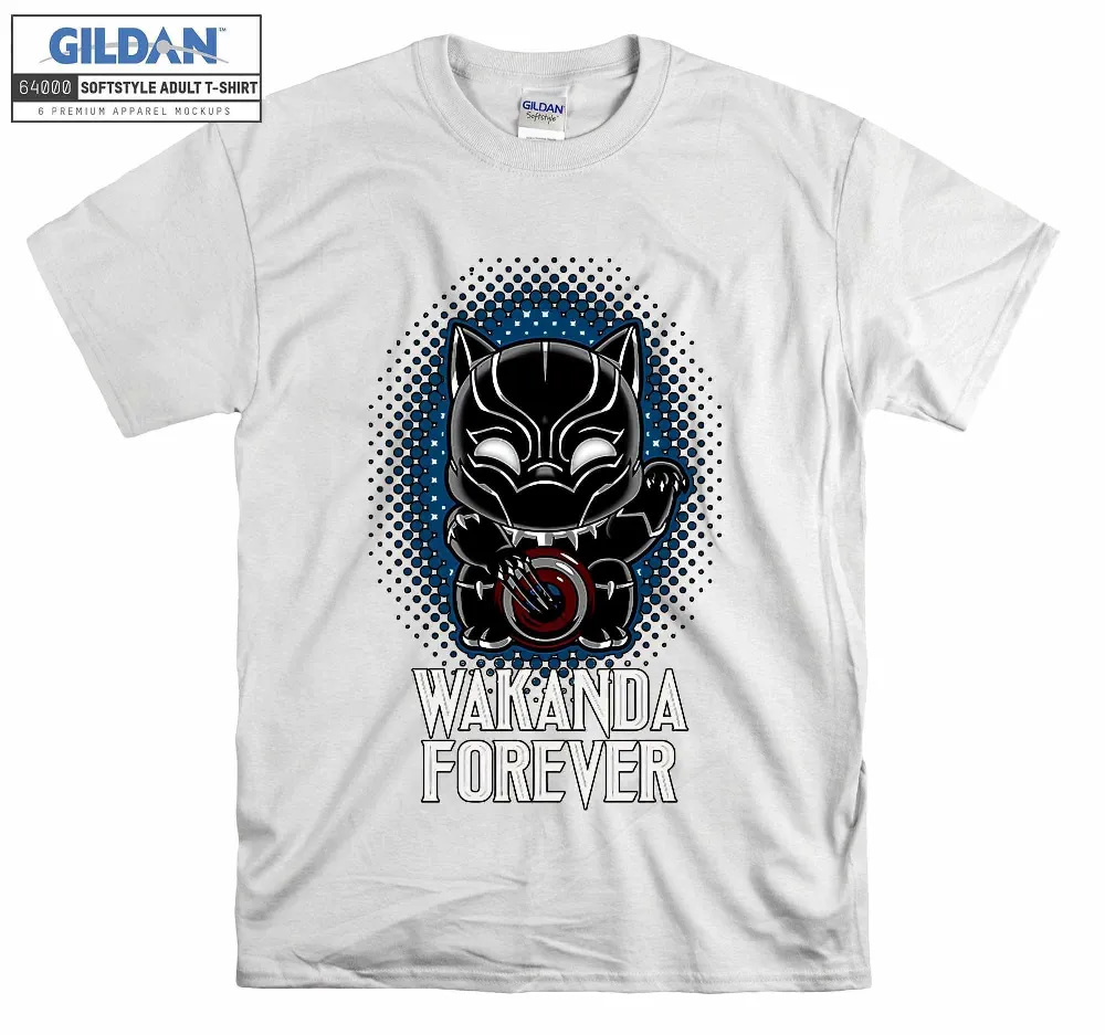 Inktee Store - Black Panther Wakanda Forever Lucky Cat Marvel Comic Avengers Unisex T-Shirt Image