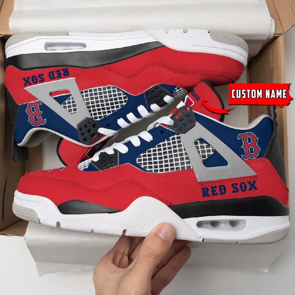 Inktee Store - Boston Red Sox Personalized Air Jordan 4 Sneaker Image