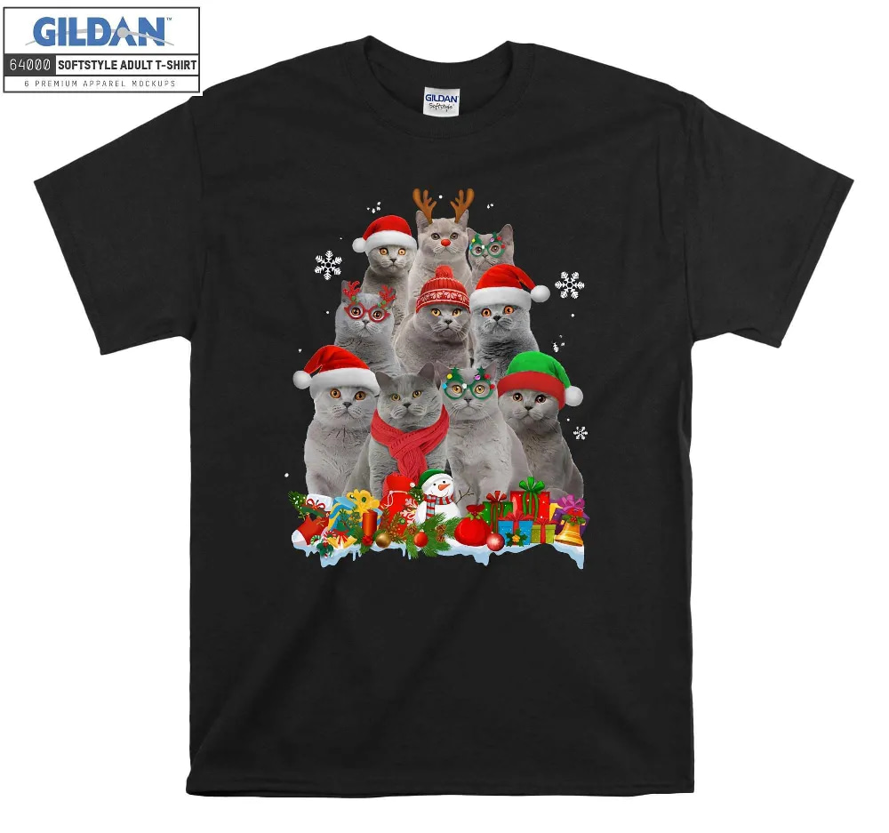 Inktee Store - British Shorthair Cat Christmas T-Shirt Image