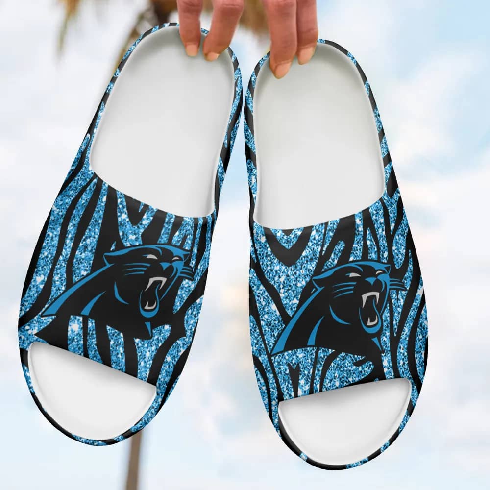 Inktee Store - Carolina Panthers Yeezy Slippers Shoes Image