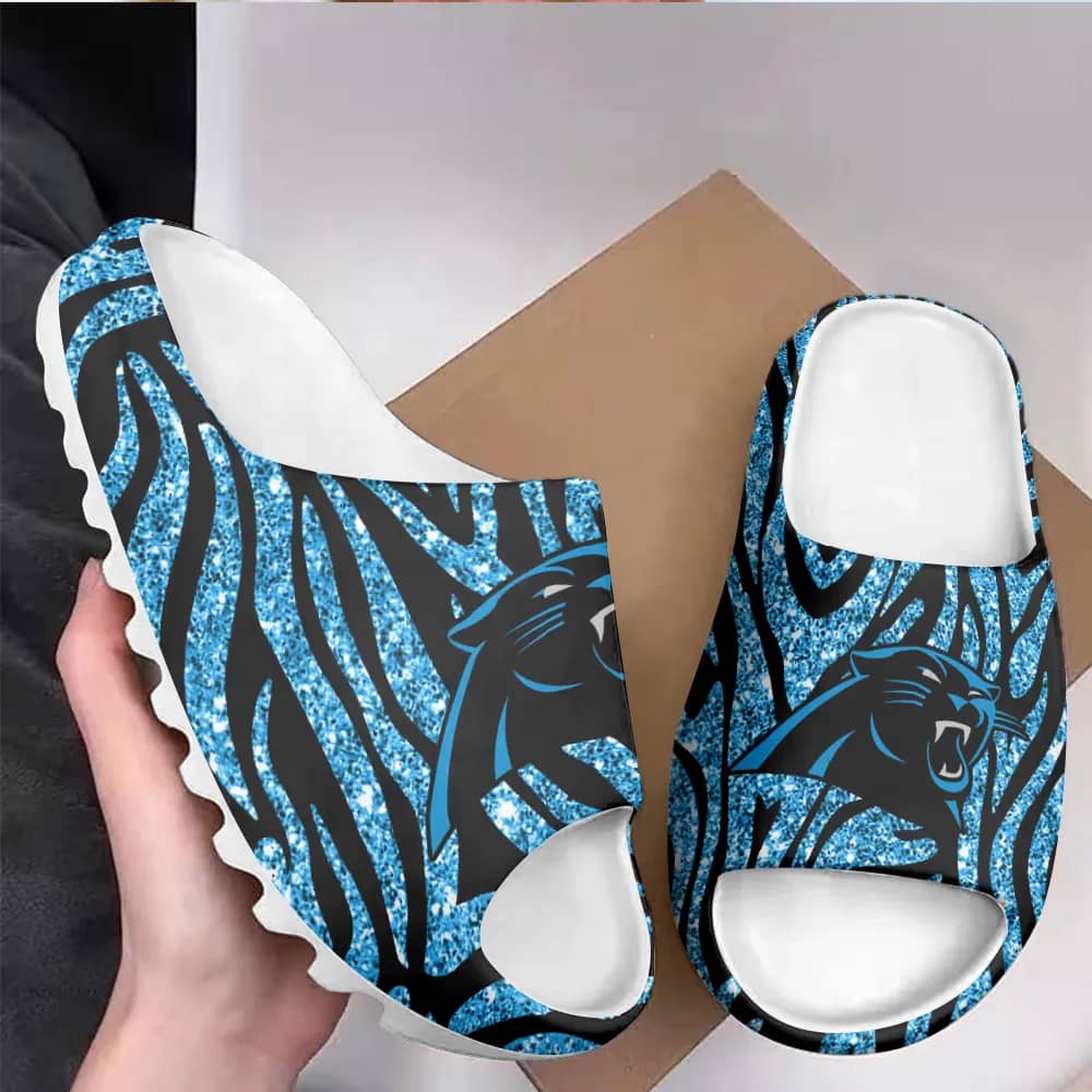 Inktee Store - Carolina Panthers Yeezy Slippers Shoes Image