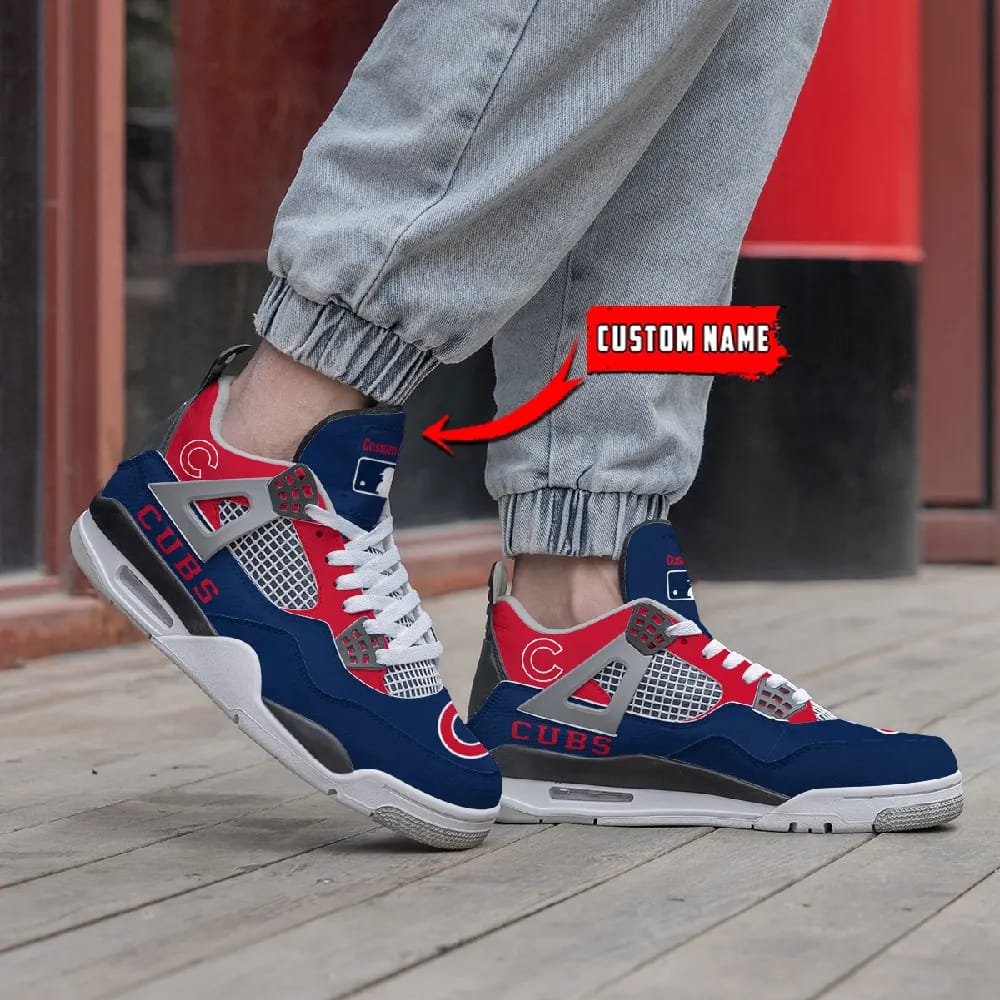 Inktee Store - Chicago Cubs Personalized Air Jordan 4 Sneaker Image
