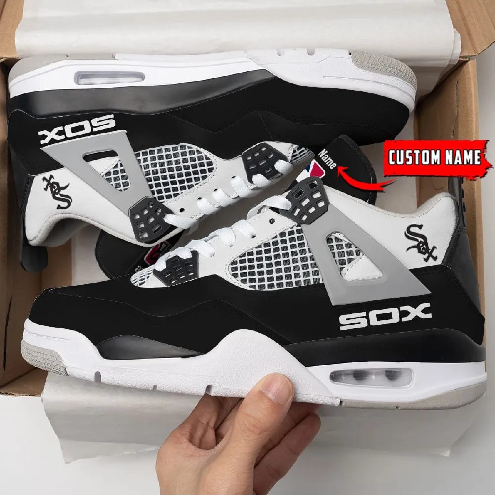 Inktee Store - Chicago White Sox Personalized Air Jordan 4 Sneaker Image