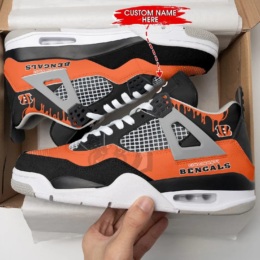 Inktee Store - Cincinnati Bengals Personalized Air Jordan 4 Sneaker Image