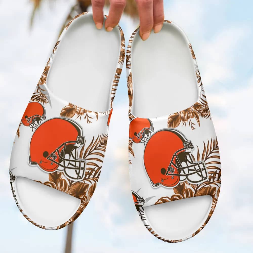Inktee Store - Cleveland Browns Yeezy Slippers Shoes Image