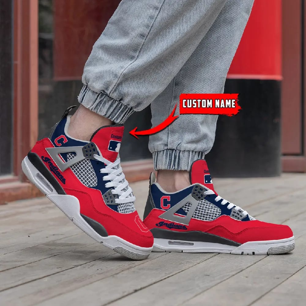 Inktee Store - Cleveland Indians Personalized Air Jordan 4 Sneaker Image