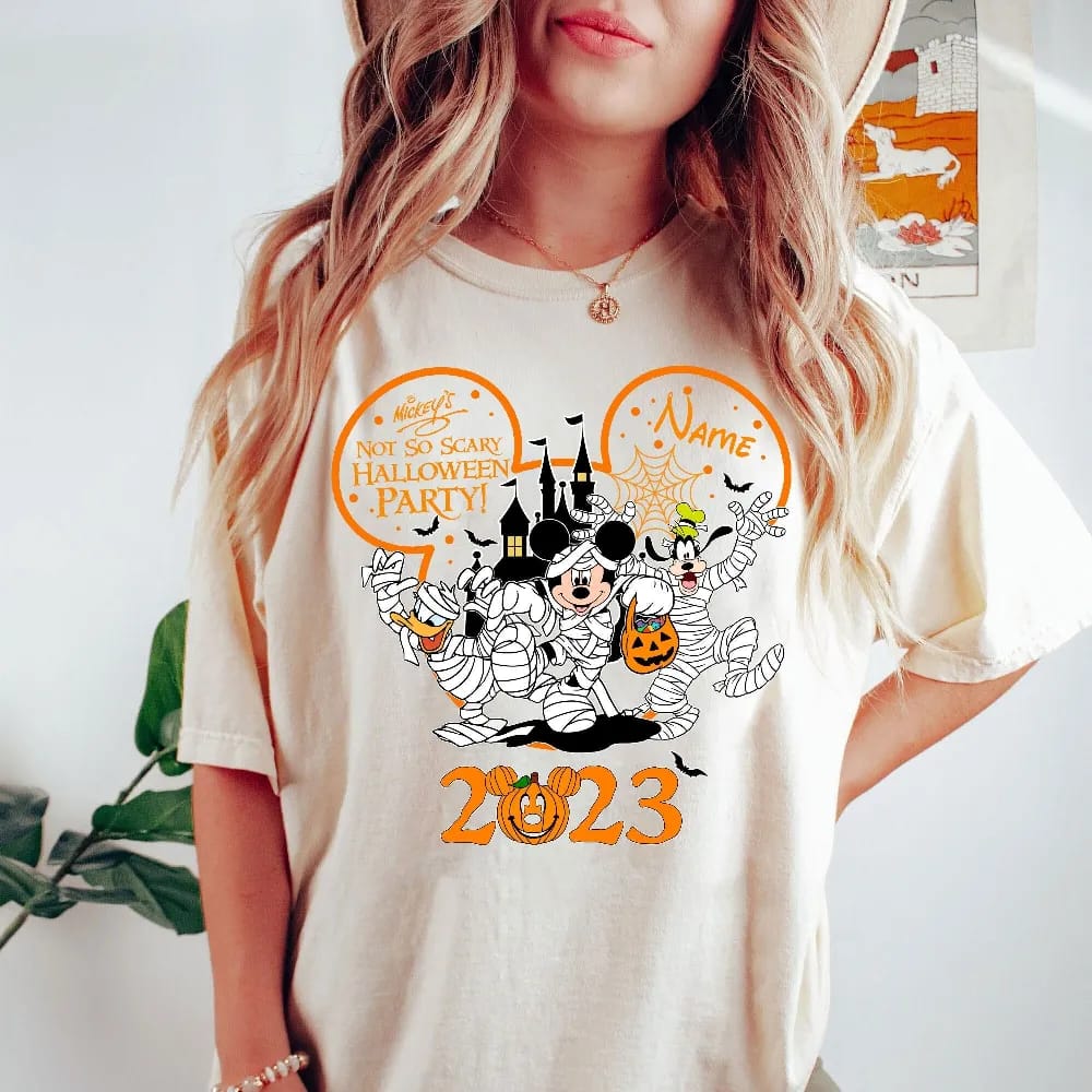 Inktee Store - Comfort Color Mickeys Not So Scary Halloween Shirt - Disney Halloween 2023 Shirt - Disney Halloween Skeleton Shirt - Halloween Matching Shirt Image