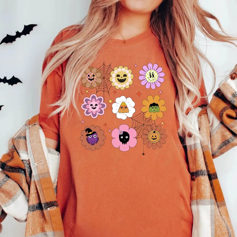 Inktee Store - Comfort Colors Groovy Halloween Shirt - Retro Halloween Shirt - Shirt For Fall - Groovy Pumpkin Shirt - Spooky Season Shirt - Boo - Halloween Shirt Image