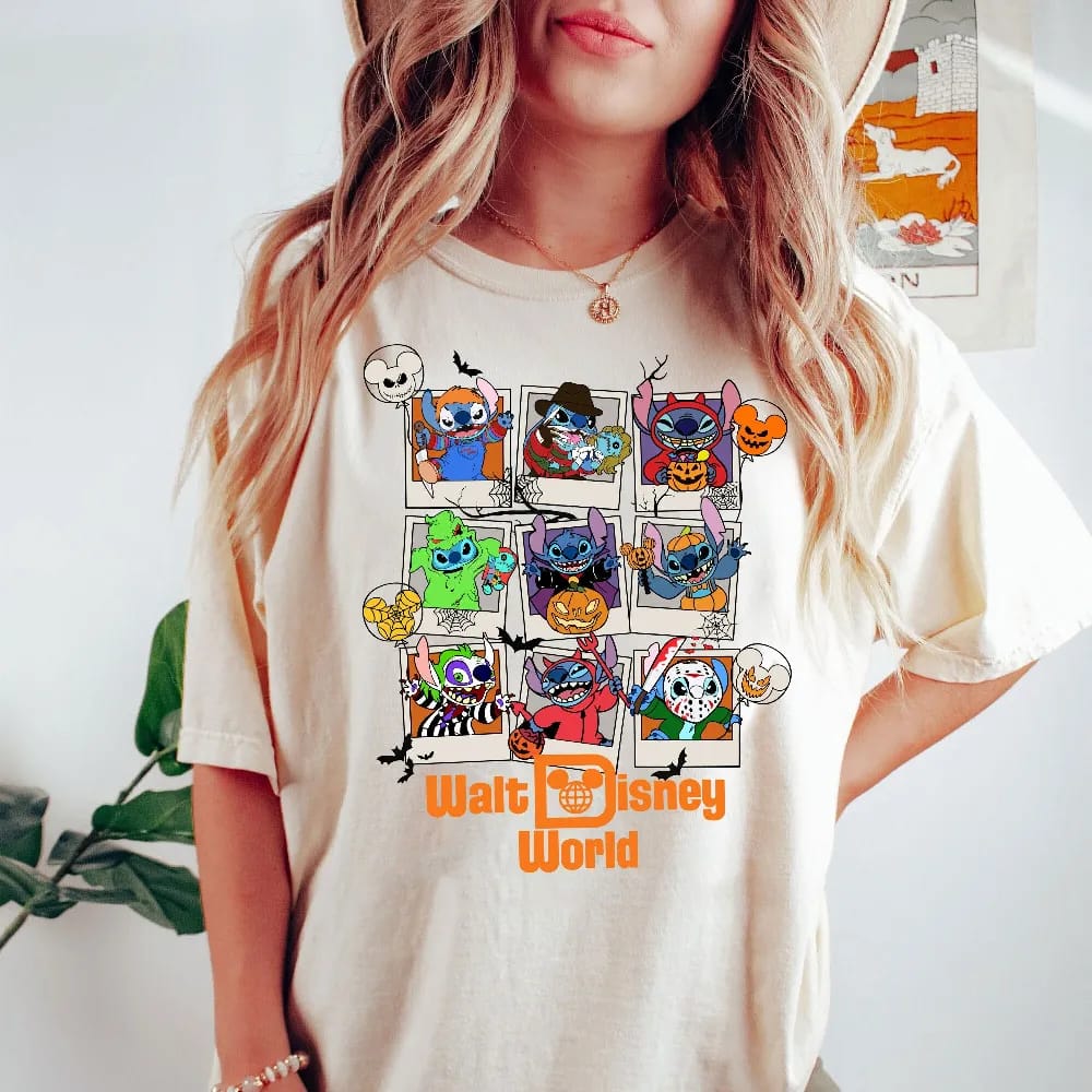 Inktee Store - Comfort Colors Stitch Horror Halloween Shirt - Horror Movie Characters - Walt Disneyworld Halloween Shirt - Stitch Halloween Shirt - Halloween Shirt Image