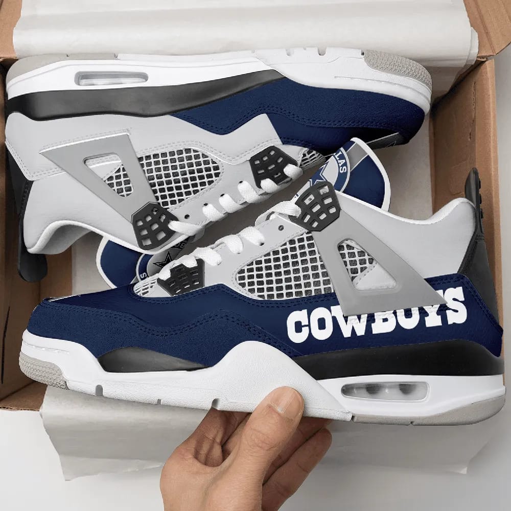 Inktee Store - Dallas Cowboys Air Jordan 4 Sneaker Image