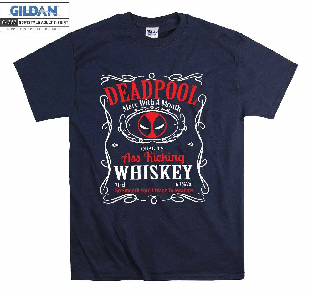 Inktee Store - Deadpool Wade Wilson Ass Kicking Whiskey Marvel T-Shirt Image