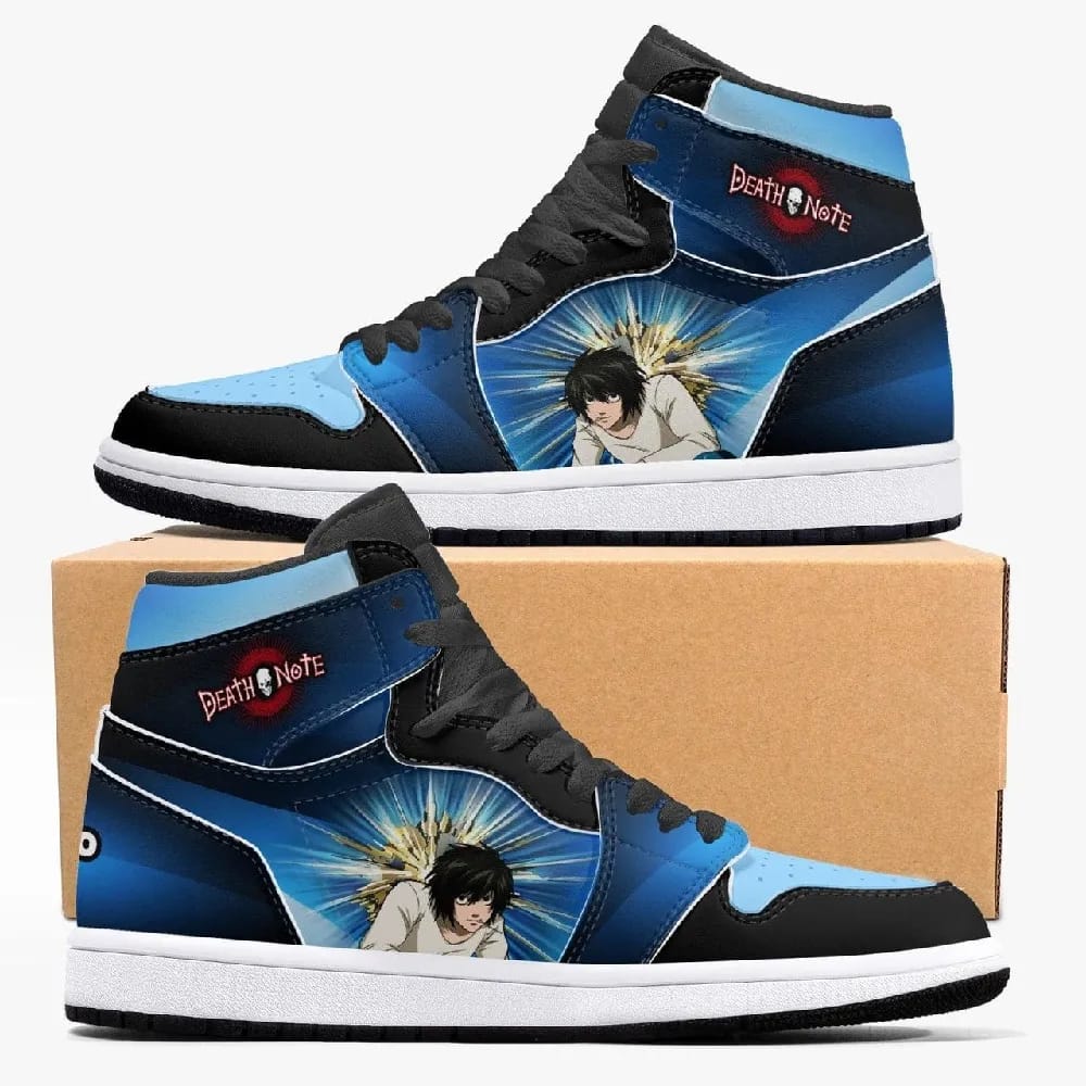 Inktee Store - Death Note 'L' Bleu Custom Air Jordans Shoes Image