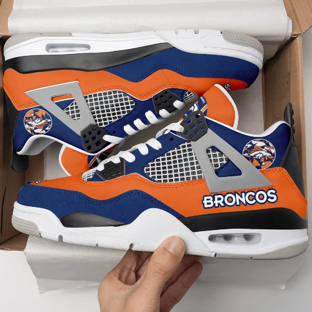 Inktee Store - Denver Broncos Air Jordan 4 Sneaker Image