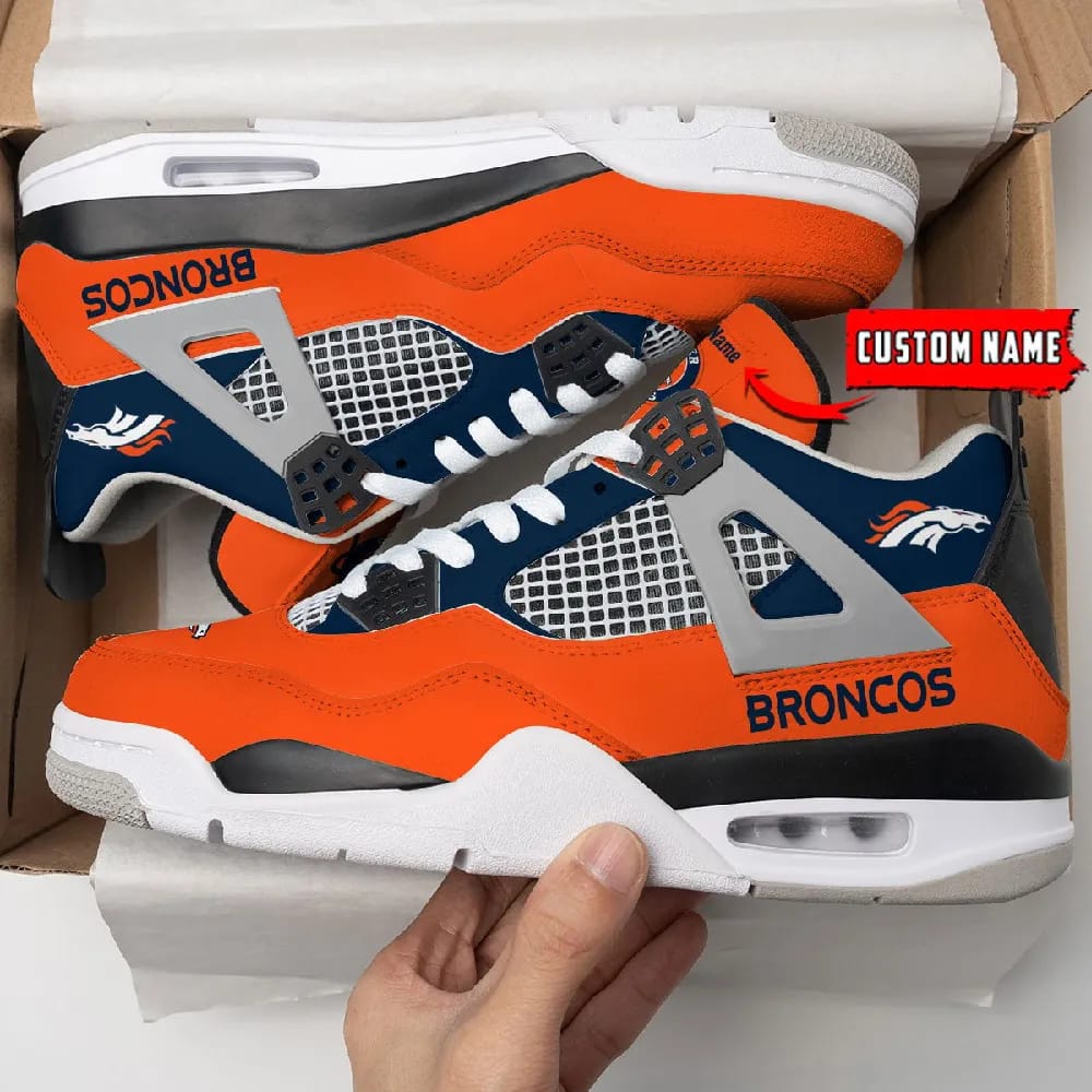 Inktee Store - Denver Broncos Personalized Air Jordan 4 Sneaker Image