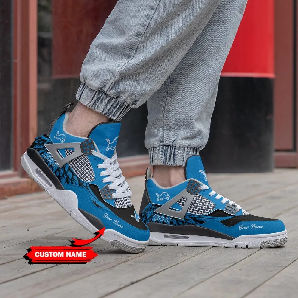 Inktee Store - Detroit Lions Personalized Air Jordan 4 Sneaker Image